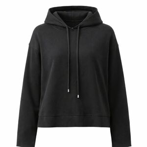 Cyrus Black Knit Hooded Pullover Sweater Drawstring Hood Size Large